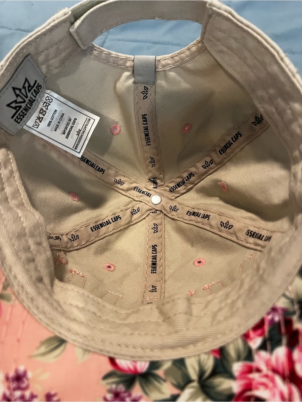 Miami Floral Baseball Cap in Pink and Beige - Picture 7 of 9